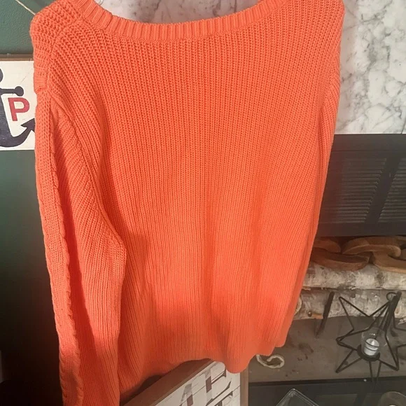 Talbots Vibrant Coral Cable Knit Sweater - Picture 3 of 4